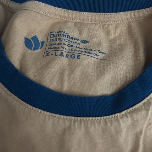 Dutch Bros Coffee Ringer Tee “STOKED” XS+MEDIUM+LARGE+XL Cream with Blue DB ‘92 - Picture 9 of 9